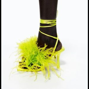NWT Zara feathered high heel sandals